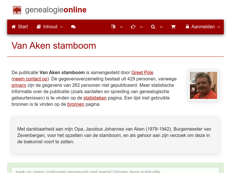 Screenshot van website