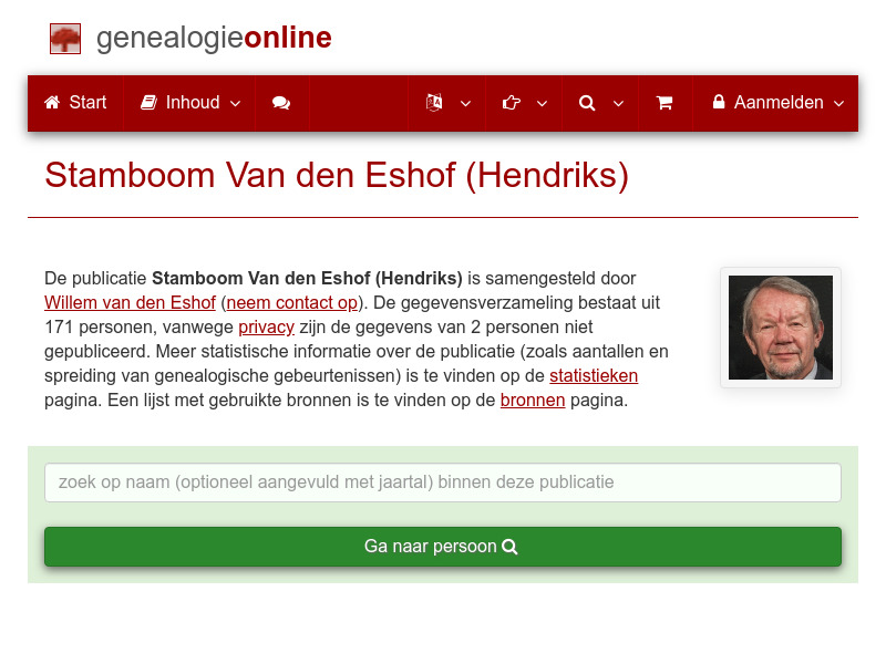 Screenshot van website