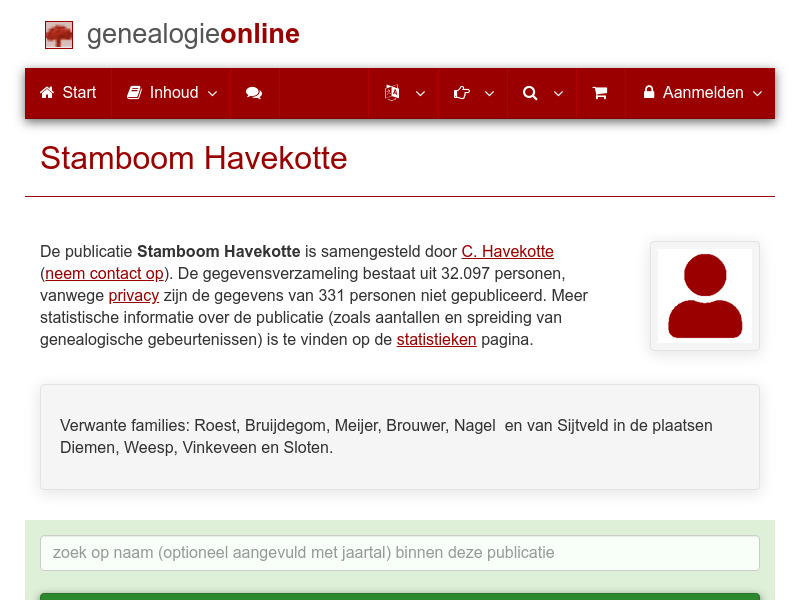 Screenshot van website