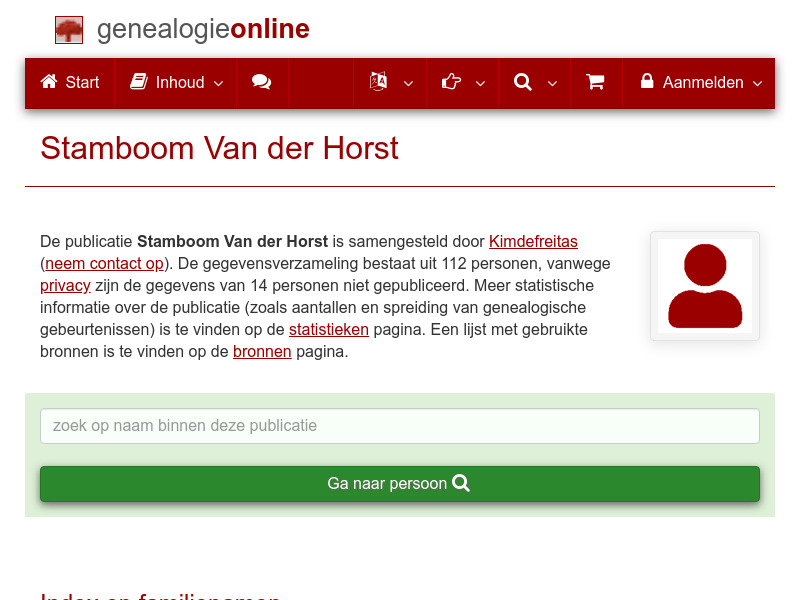 Screenshot van website