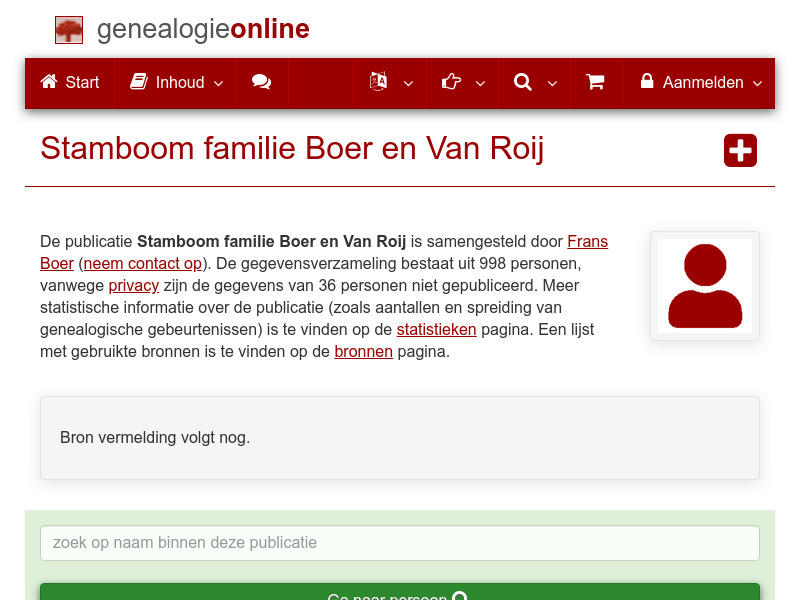 Screenshot van website