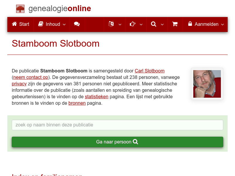 Screenshot van website