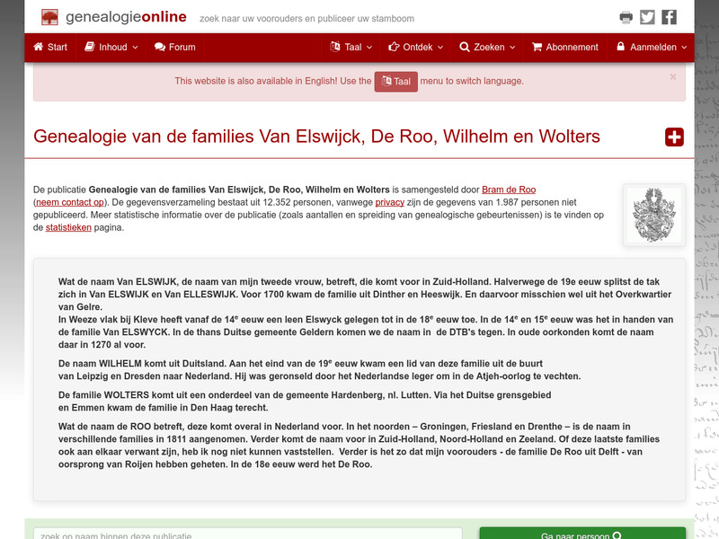 Screenshot van website
