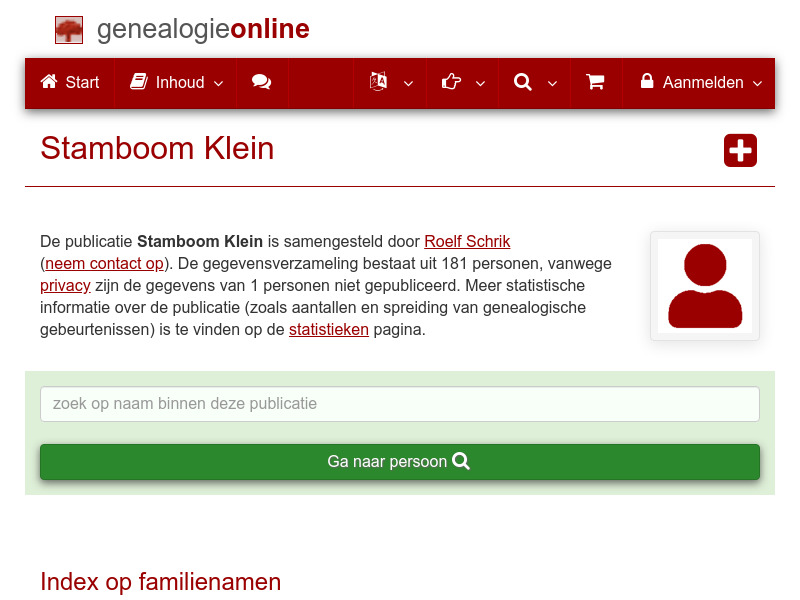 Screenshot van website