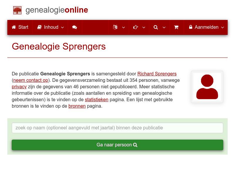 Screenshot van website