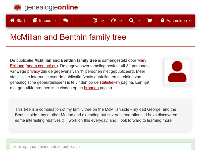 Screenshot van website