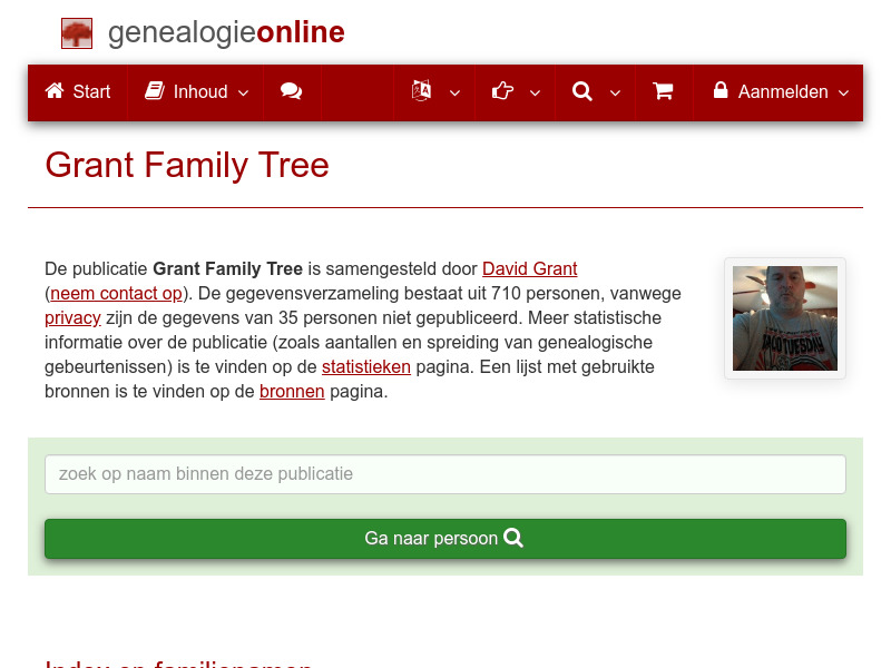 Screenshot van website