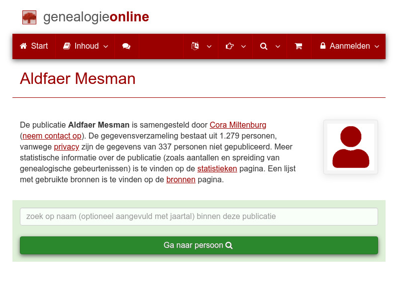 Screenshot van website