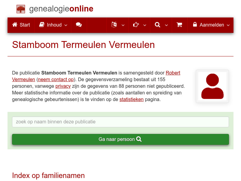 Screenshot van website