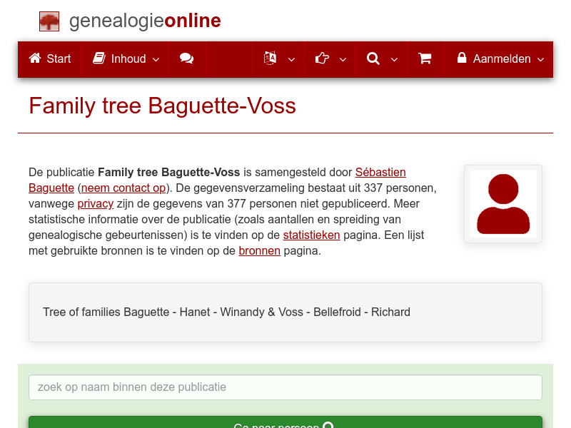Screenshot van website