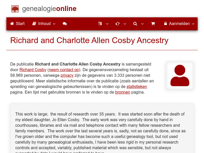 Screenshot van website