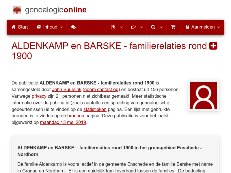 Screenshot van website