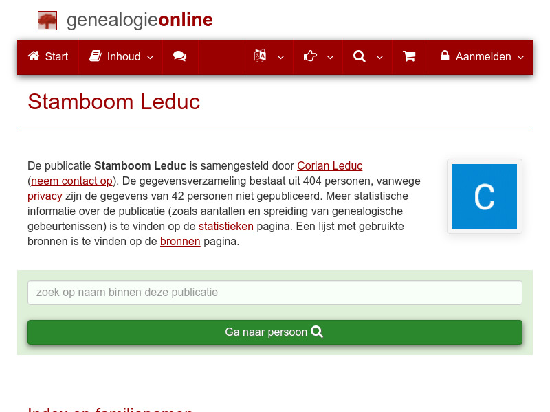 Screenshot van website