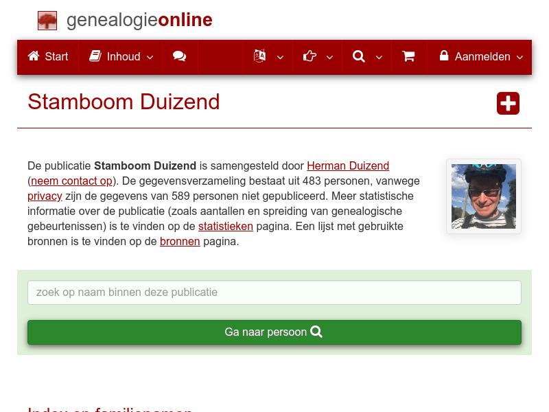 Screenshot van website