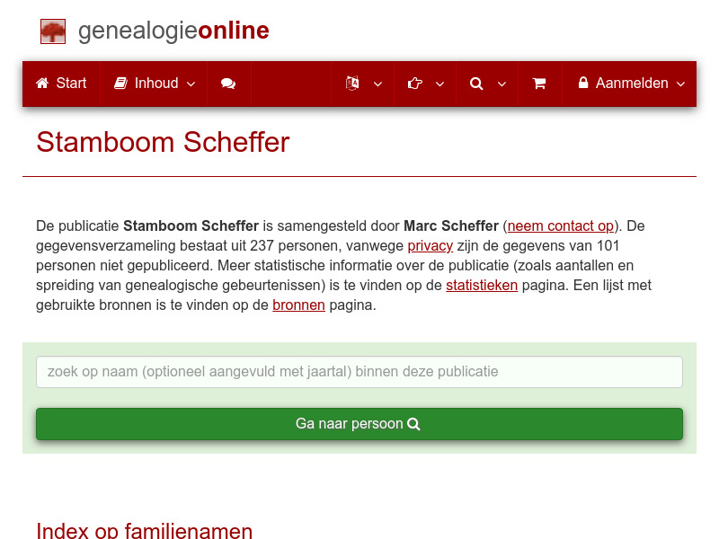 Screenshot van website