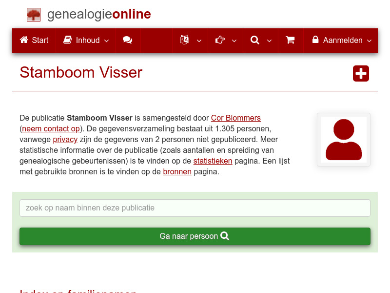Screenshot van website