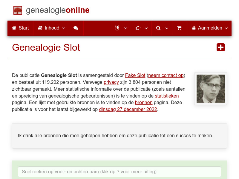 Screenshot van website