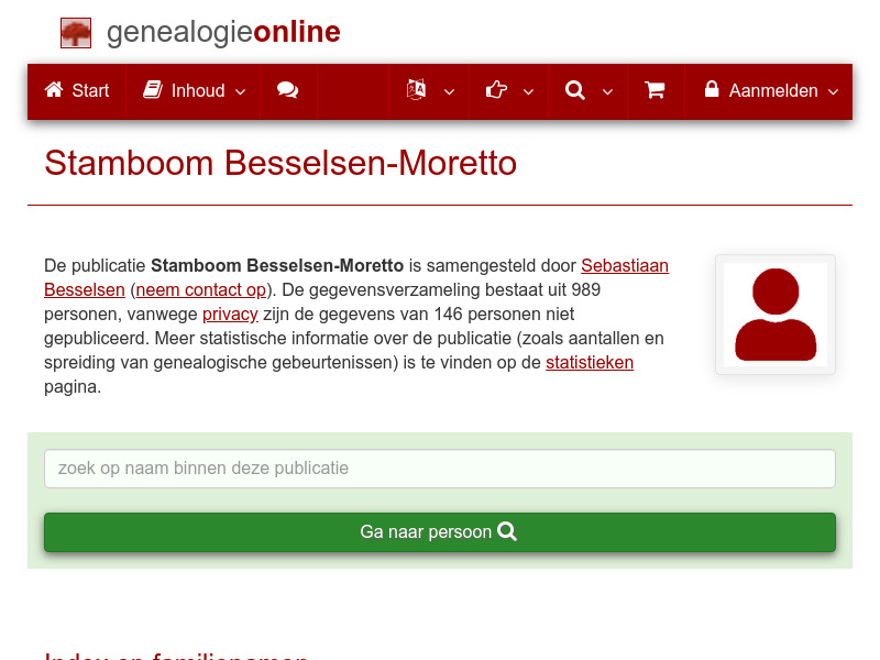 Screenshot van website