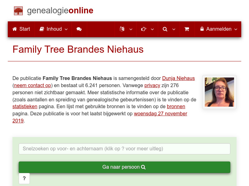 Screenshot van website