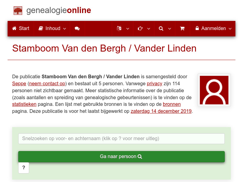 Screenshot van website
