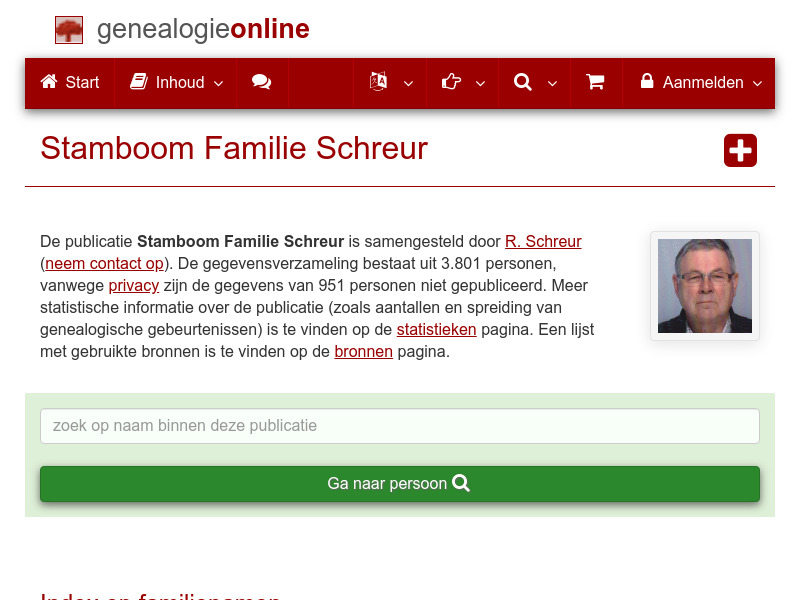Screenshot van website