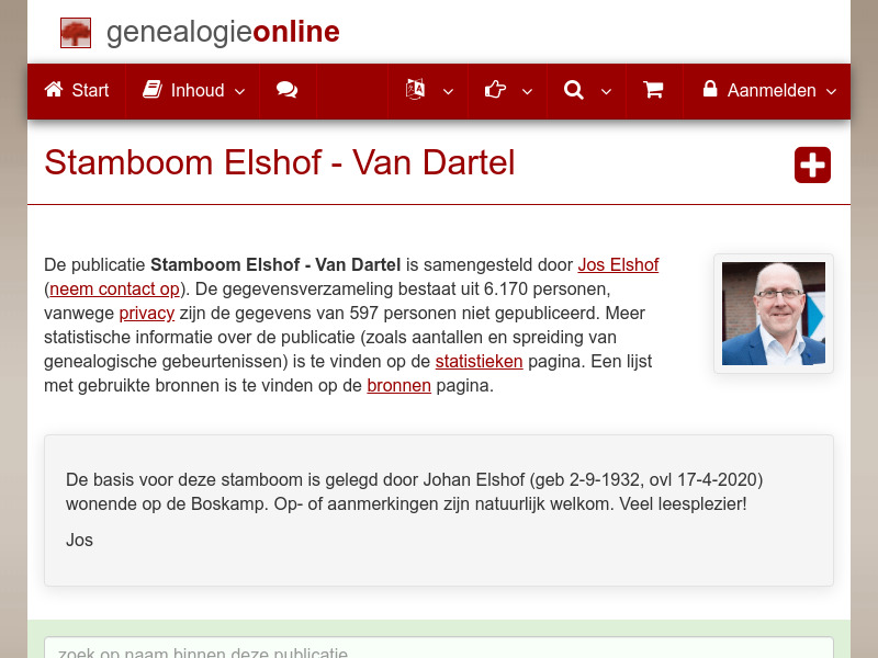 Screenshot van website