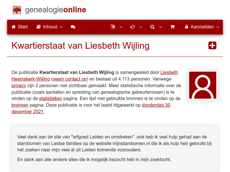 Screenshot van website
