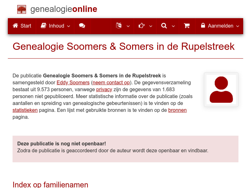 Screenshot van website
