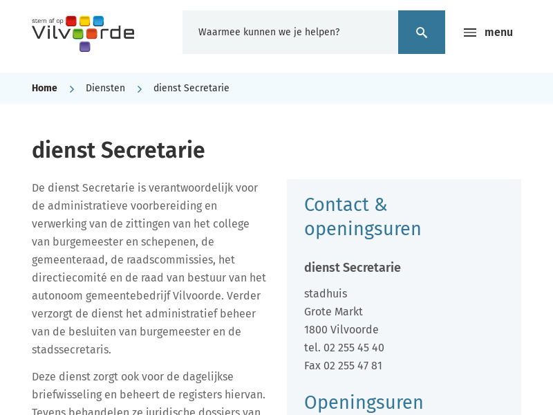Screenshot van website