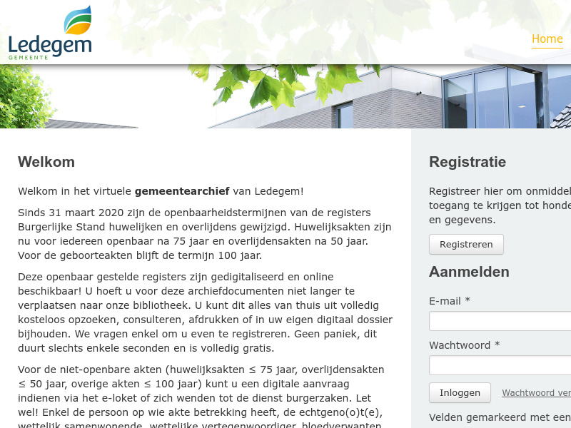 Screenshot van website