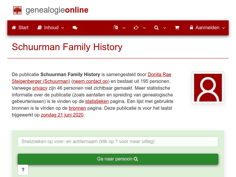 Screenshot van website