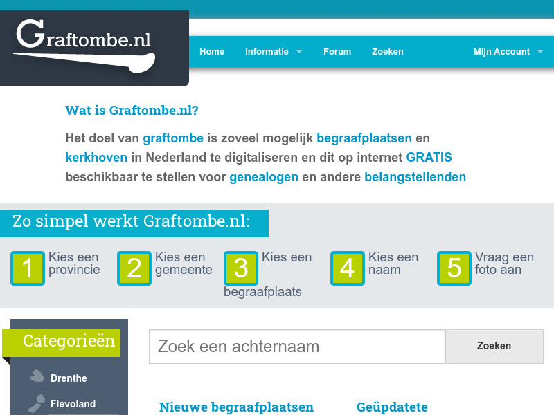 Screenshot van website