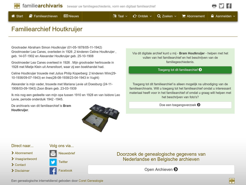 Screenshot van website