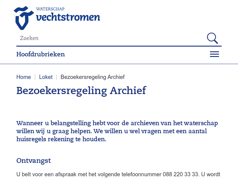 Screenshot van website