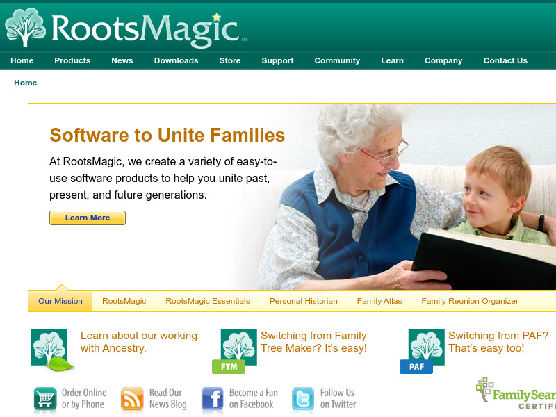 Screenshot van website