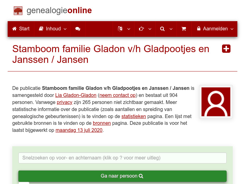 Screenshot van website