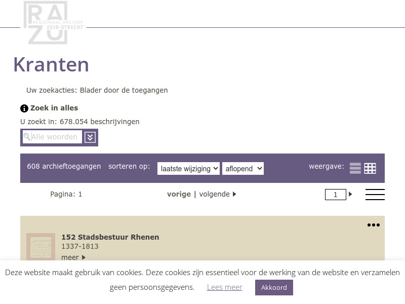 Screenshot van website
