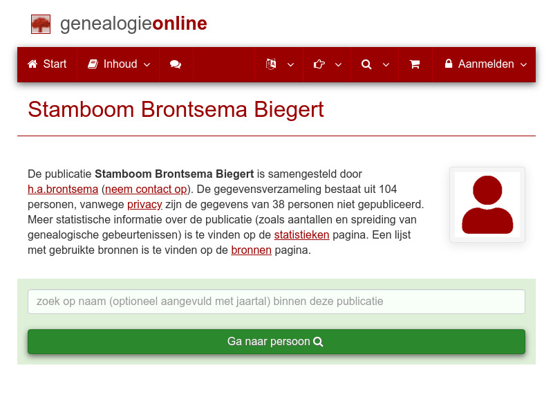Screenshot van website