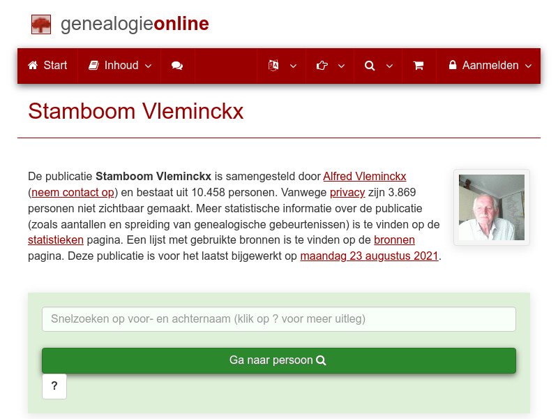 Screenshot van website