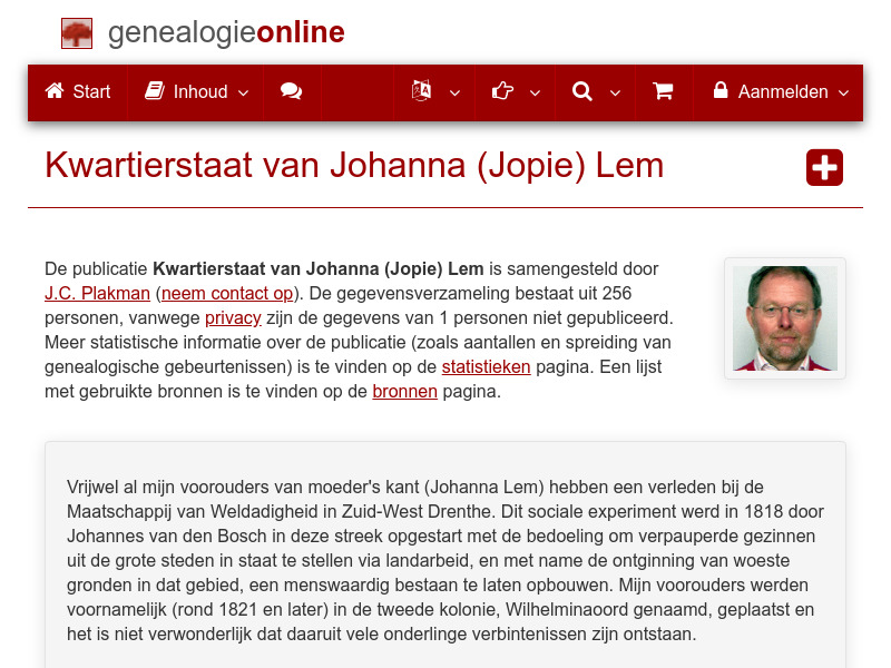 Screenshot van website