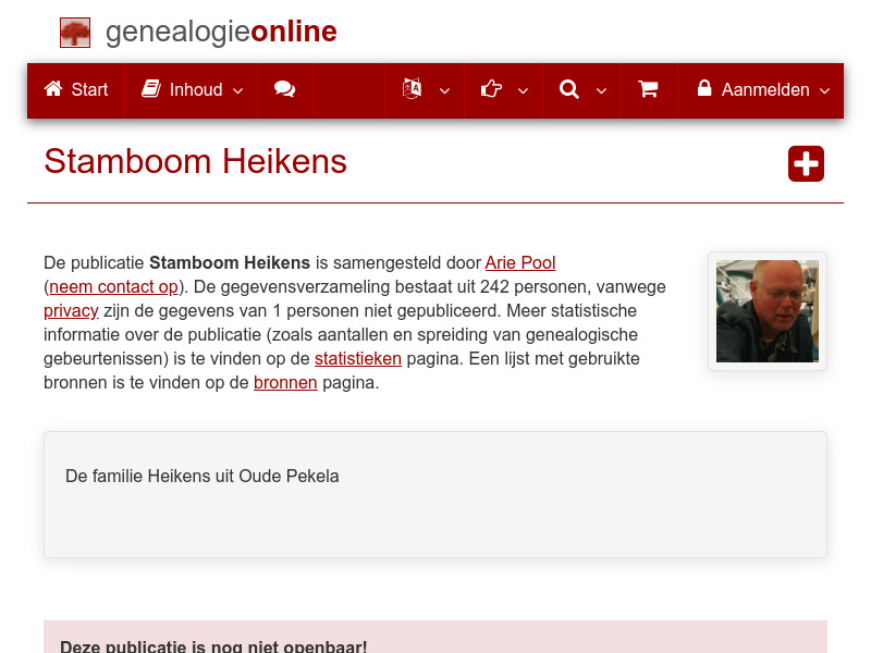 Screenshot van website