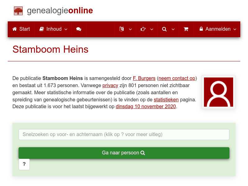 Screenshot van website