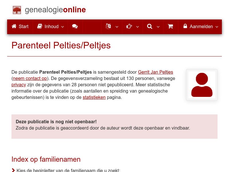 Screenshot van website