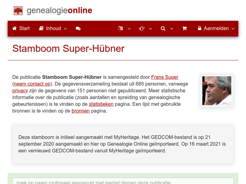 Screenshot van website