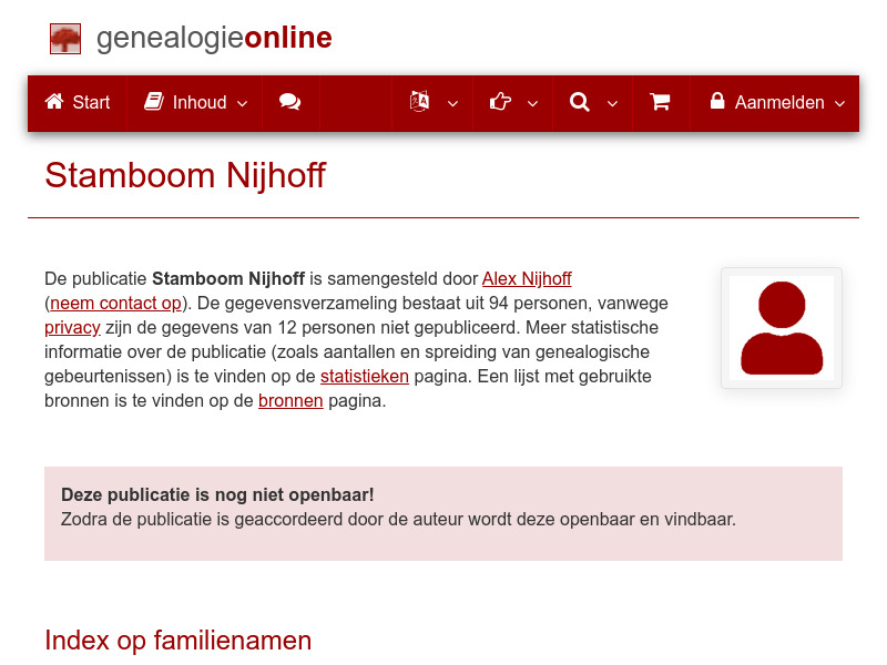 Screenshot van website