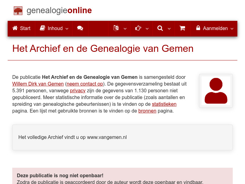 Screenshot van website