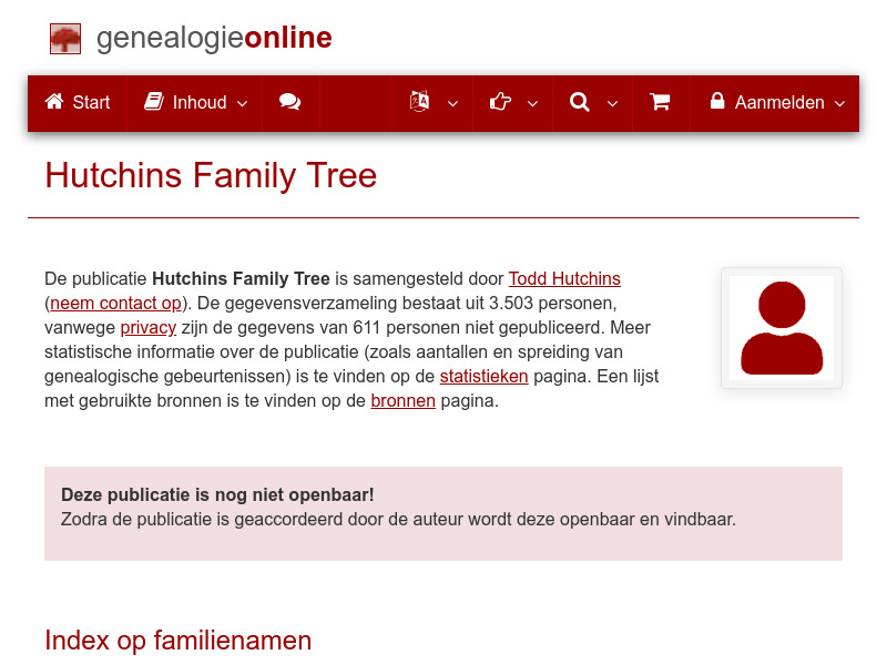 Screenshot van website