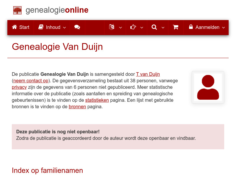 Screenshot van website