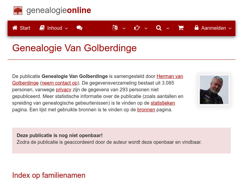 Screenshot van website