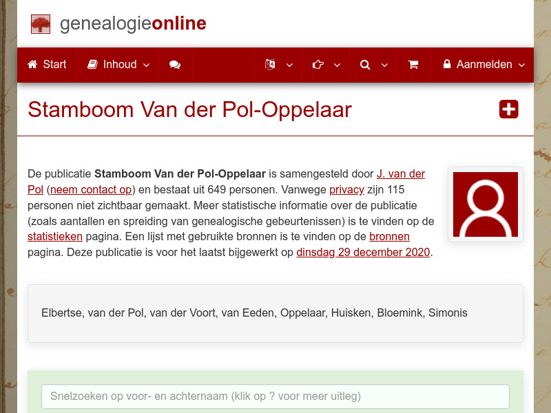 Screenshot van website